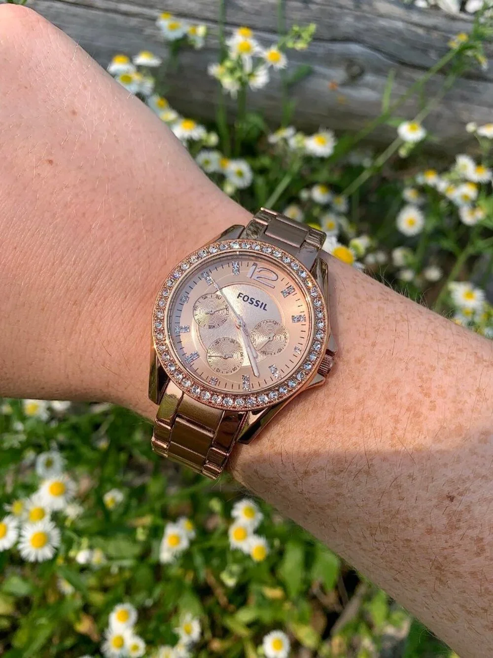 Fossil Women's Rose Gold Analog Quartz Riley Stainless Steel Multifunction Watch